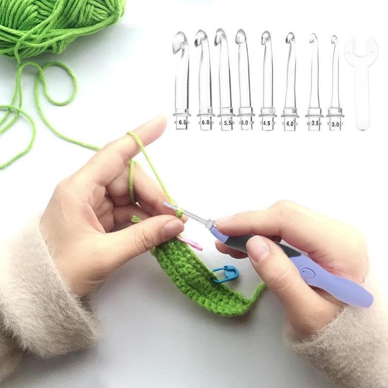 9/11pcs in 1 USB LED Light Up Rechargeable Crochet Hooks Knitting Needles  Set