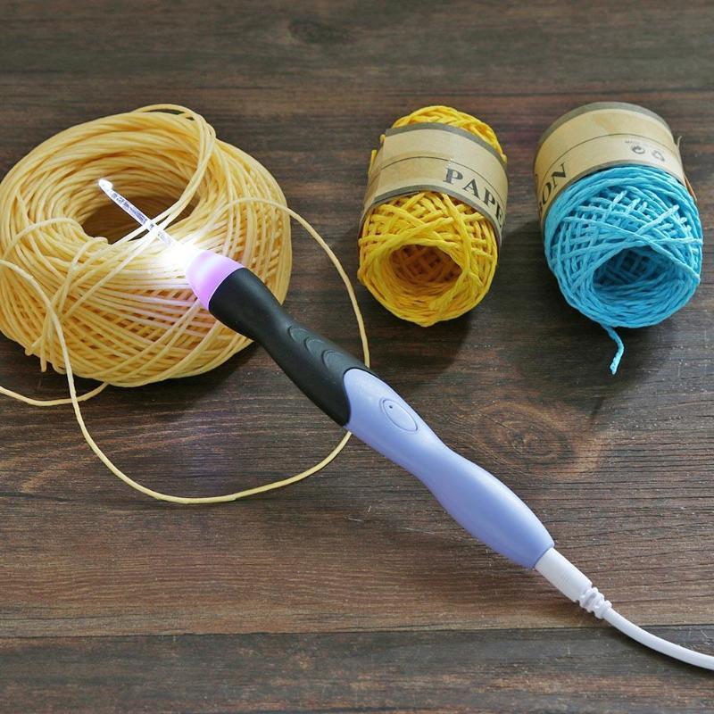 9/11pcs in 1 USB LED Light Up Rechargeable Crochet Hooks Knitting Needles  Set